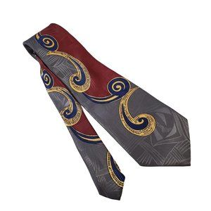 Classic Collection by Van Heusen Gray Burgundy Blue Tan Swirl Tie Made in‎ USA